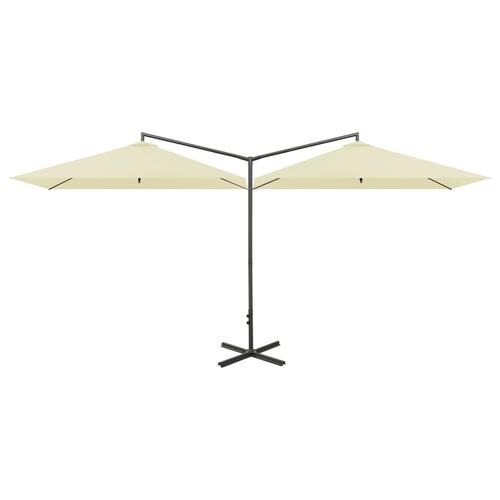 Dobbelt parasol med stålstang 600x300 cm sandfarvet