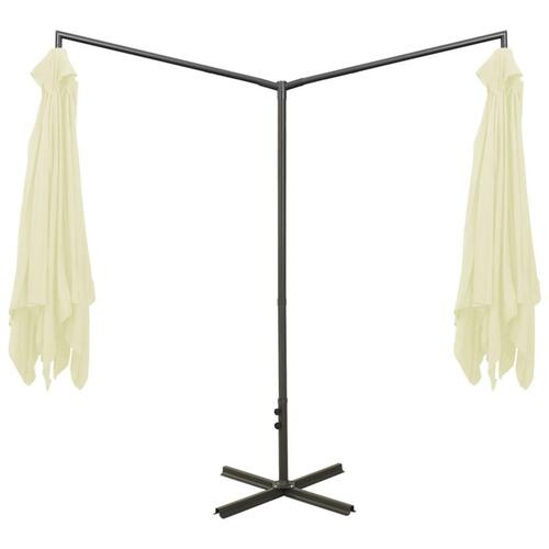 Dobbelt parasol med stålstang 600x300 cm sandfarvet