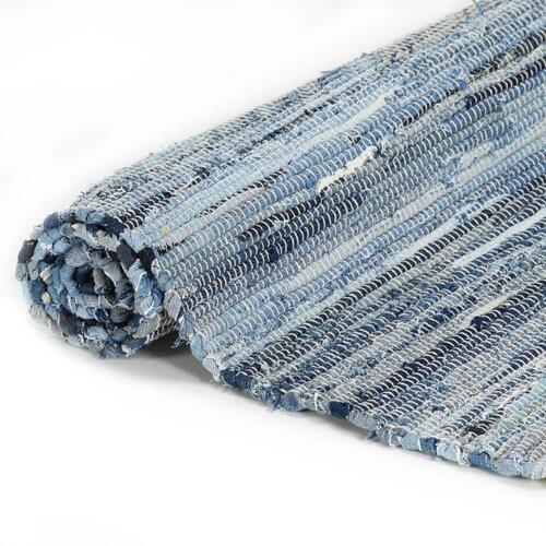 Håndvævet chindi-tæppe denim 80 x 160 cm blå