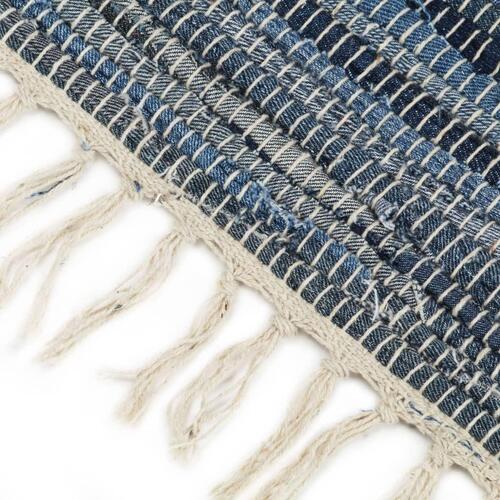 Håndvævet chindi-tæppe denim 80 x 160 cm blå