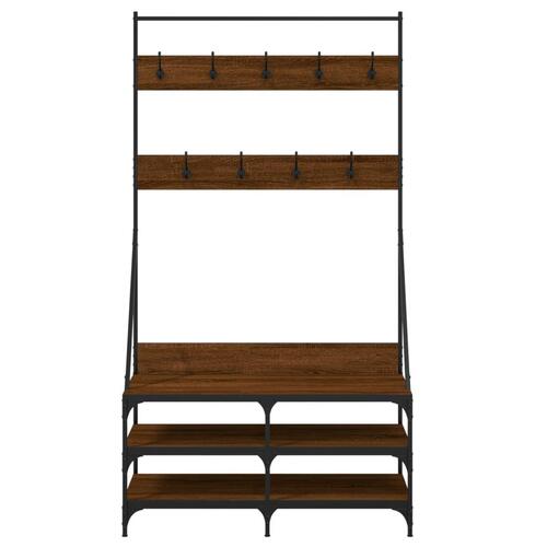Tøjstativ med skoopbevaring 100x40x184 cm brun egetræsfarve