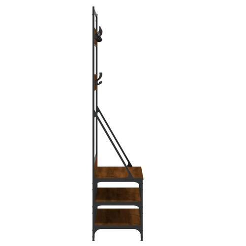 Tøjstativ med skoopbevaring 100x40x184 cm brun egetræsfarve