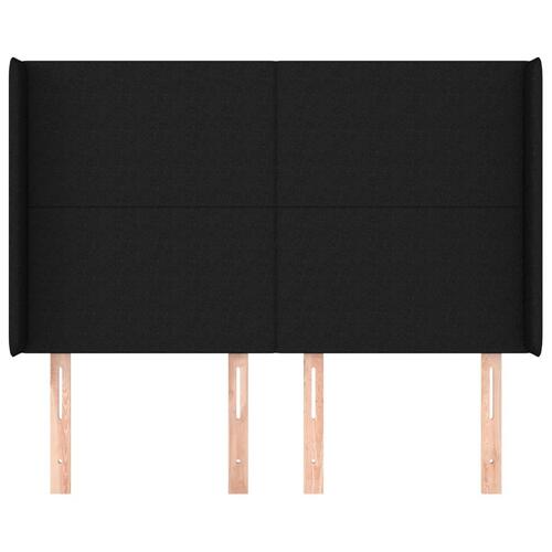 Sengegavl med kanter 147x16x118/128 cm stof sort