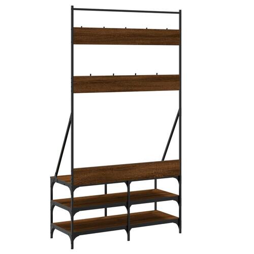 Tøjstativ med skoopbevaring 100x40x184 cm brun egetræsfarve