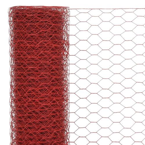 Hønsenet stål med PVC-belægning 25 x 1,2 m rød