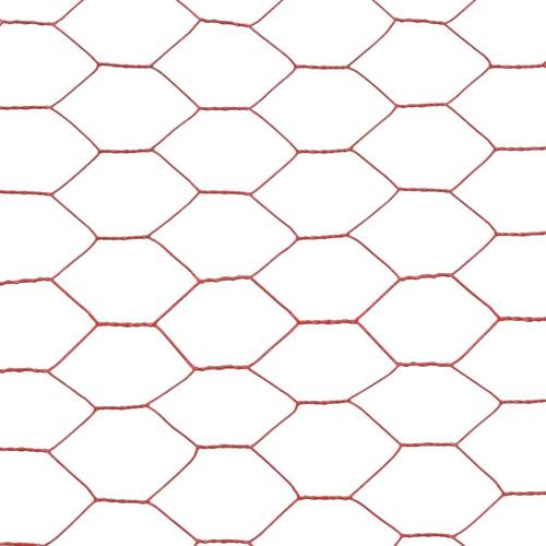Hønsenet stål med PVC-belægning 25 x 1,2 m rød
