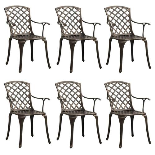 Havestole 6 stk. støbt aluminium bronzefarvet