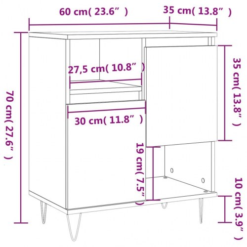 Skænk 60x35x70 cm konstrueret træ sonoma-eg