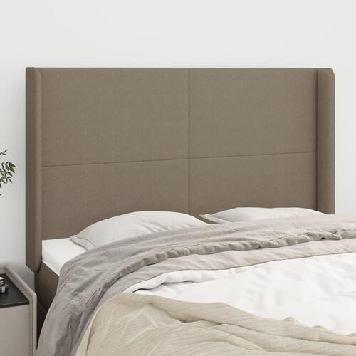 Sengegavl med kanter 147x16x118/128 cm stof gråbrun