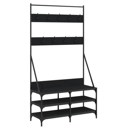 Tøjstativ med skoopbevaring 100x40x184 cm sort