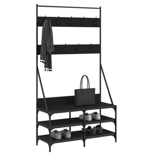 Tøjstativ med skoopbevaring 100x40x184 cm sort