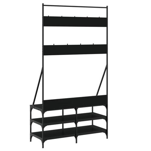 Tøjstativ med skoopbevaring 100x40x184 cm sort
