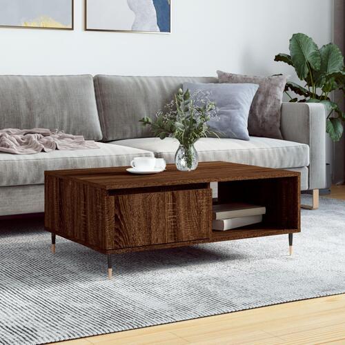 Sofabord 90x60x35 cm konstrueret træ brun egetræsfarve