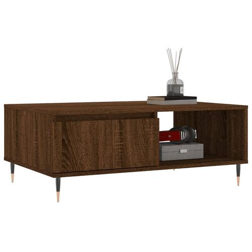 Sofabord 90x60x35 cm konstrueret træ brun egetræsfarve