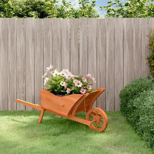 Plantekasse 128x45,5x43 cm trillebørsdesign massivt fyr