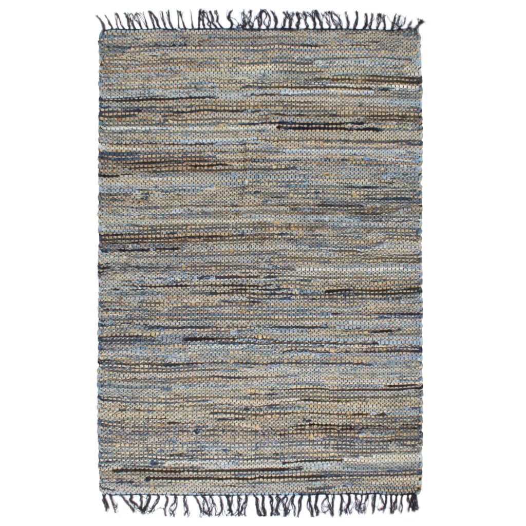 Håndvævet chindi-tæppe denim jute 80 x 160 cm flerfarvet