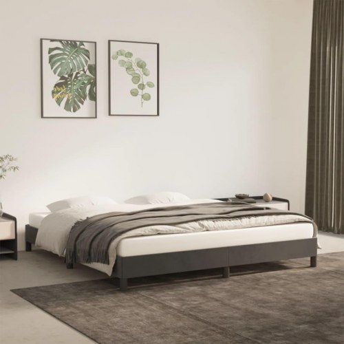 Sengeramme i fløjl - mørkegrå 160×200 cm (uden madras)