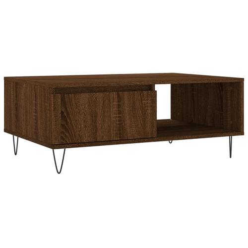 Sofabord 90x60x35 cm konstrueret træ brun egetræsfarve