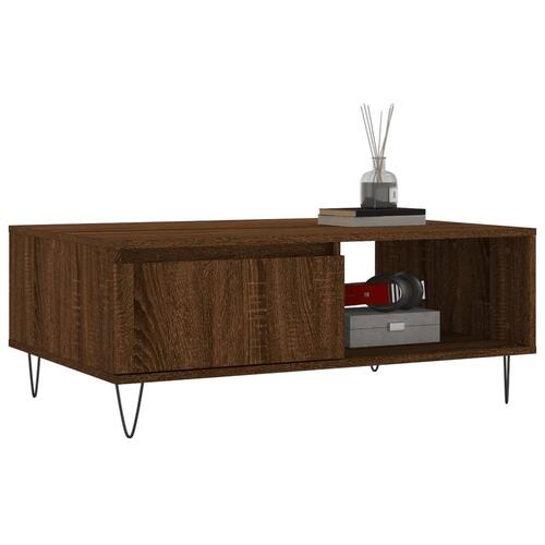 Sofabord 90x60x35 cm konstrueret træ brun egetræsfarve