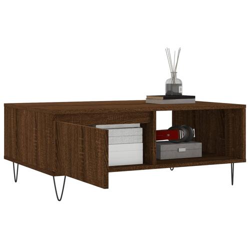 Sofabord 90x60x35 cm konstrueret træ brun egetræsfarve