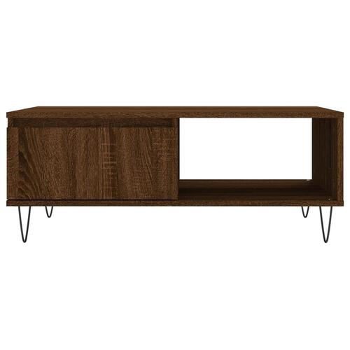 Sofabord 90x60x35 cm konstrueret træ brun egetræsfarve