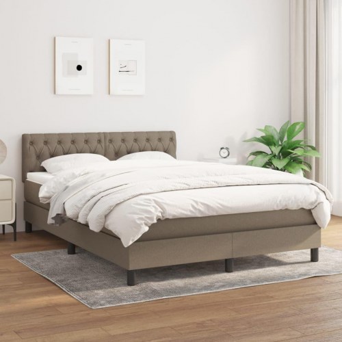 Kontinentalseng med madras 140x190 cm - stof gråbrun