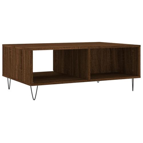 Sofabord 90x60x35 cm konstrueret træ brun egetræsfarve