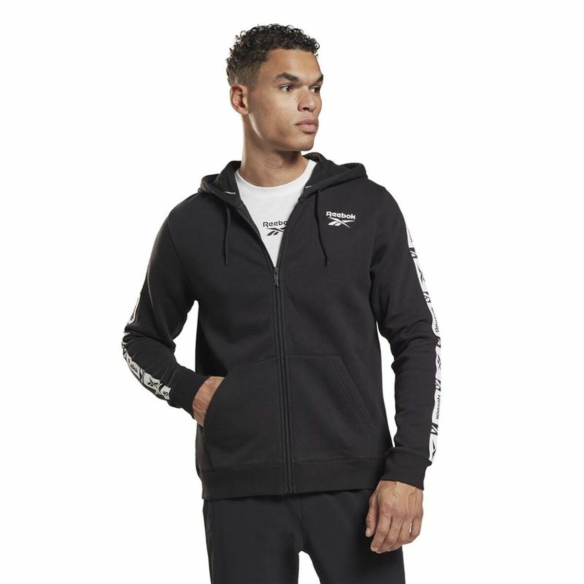 Sportsjakke til Mænd Reebok Identity Tape FZ Sort S