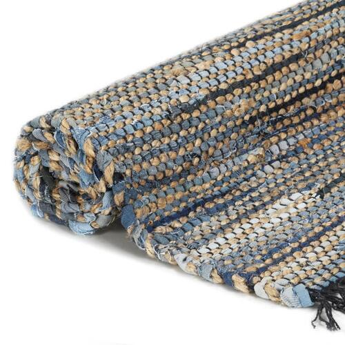 Håndvævet chindi-tæppe denim jute 120 x 170 cm flerfarvet