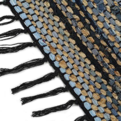 Håndvævet chindi-tæppe denim jute 120 x 170 cm flerfarvet