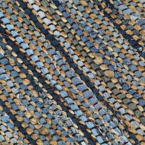 Håndvævet chindi-tæppe denim jute 120 x 170 cm flerfarvet