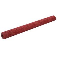 Hønsenet stål med PVC-belægning 25 x 1,5 m rød