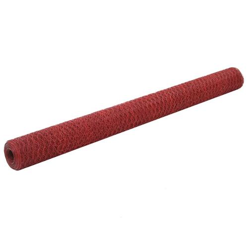 Hønsenet stål med PVC-belægning 25 x 1,5 m rød