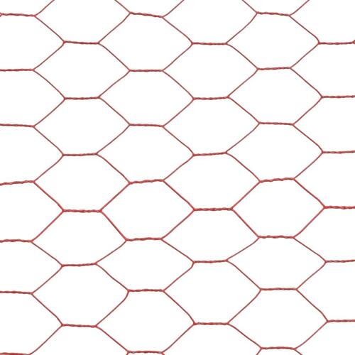 Hønsenet stål med PVC-belægning 25 x 1,5 m rød