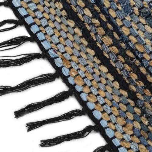 Håndvævet chindi-tæppe denim jute 160 x 230 cm flerfarvet