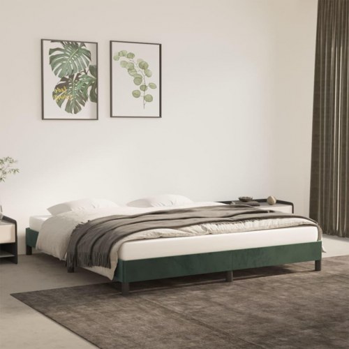 Sengeramme i fløjl - mørkegrøn 160×200 cm (uden madras)