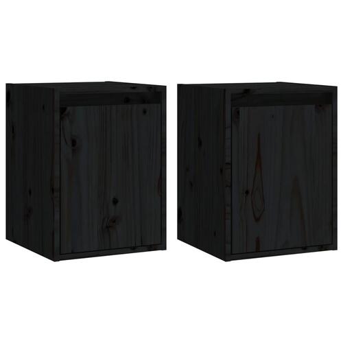 Vægskabe 2 stk. 30x30x40 cm massivt fyrretræ sort