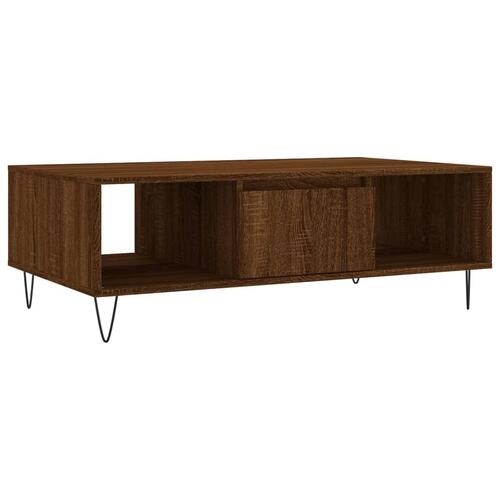 Sofabord 104x60x35 cm konstrueret træ brun egetræsfarve
