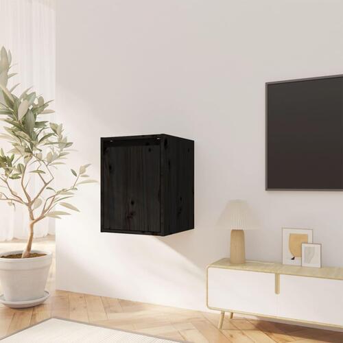Vægskabe 2 stk. 30x30x40 cm massivt fyrretræ sort