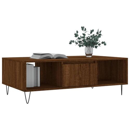 Sofabord 104x60x35 cm konstrueret træ brun egetræsfarve