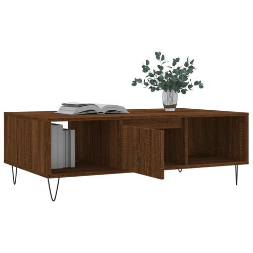 Sofabord 104x60x35 cm konstrueret træ brun egetræsfarve