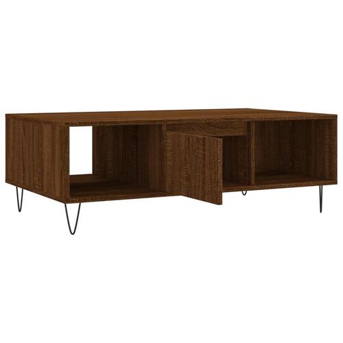 Sofabord 104x60x35 cm konstrueret træ brun egetræsfarve