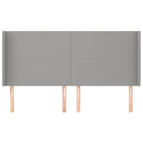 Sengegavl med kanter 163x16x118/128 cm stof lysegrå