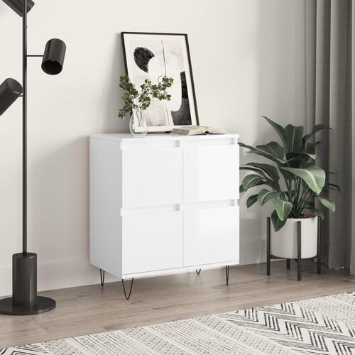 Skænk 60x35x70 cm konstrueret træ hvid højglans