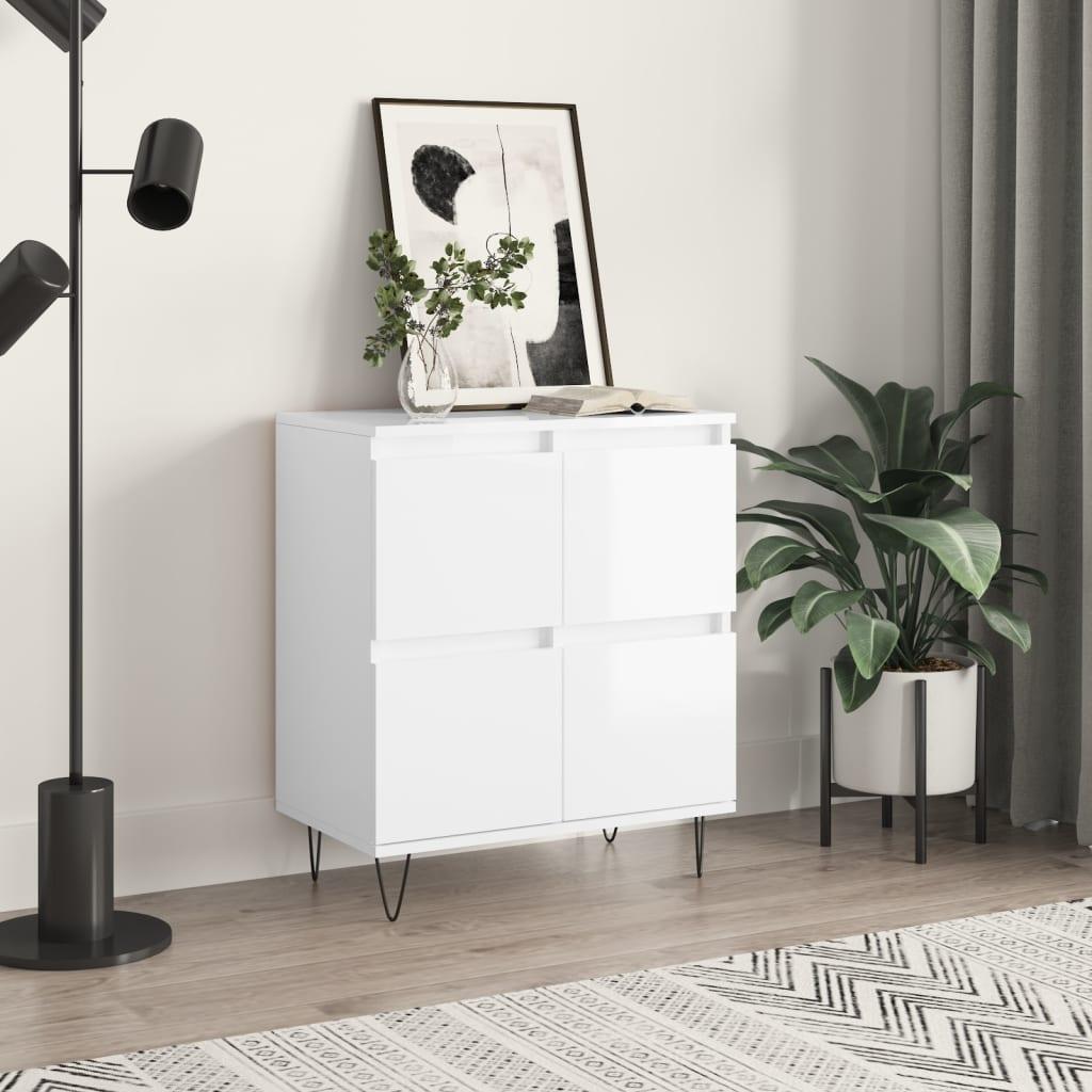 Skænk 60x35x70 cm konstrueret træ hvid højglans