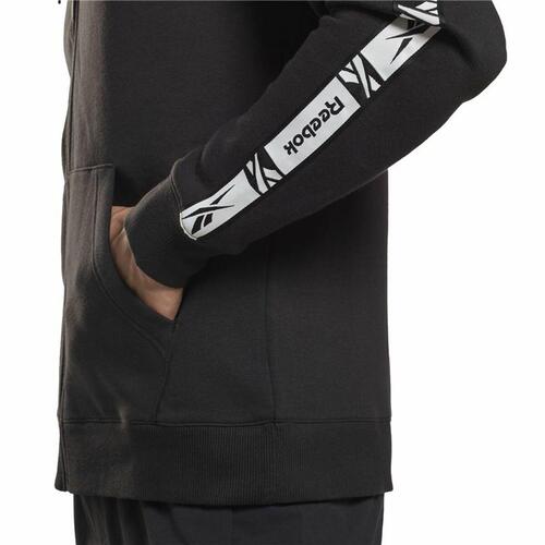 Sportsjakke til Mænd Reebok Identity Tape FZ Sort XL