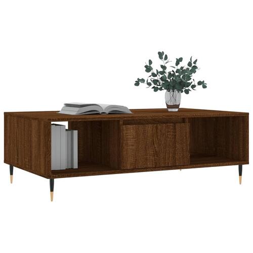 Sofabord 104x60x35 cm konstrueret træ brun egetræsfarve