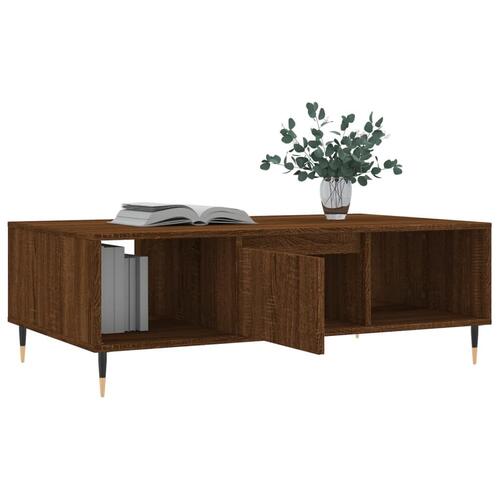 Sofabord 104x60x35 cm konstrueret træ brun egetræsfarve