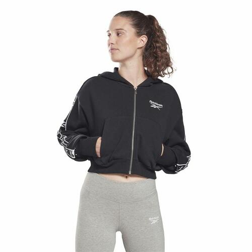 Sportsjakke til damer Reebok Tape Pack Full Zip Sort L