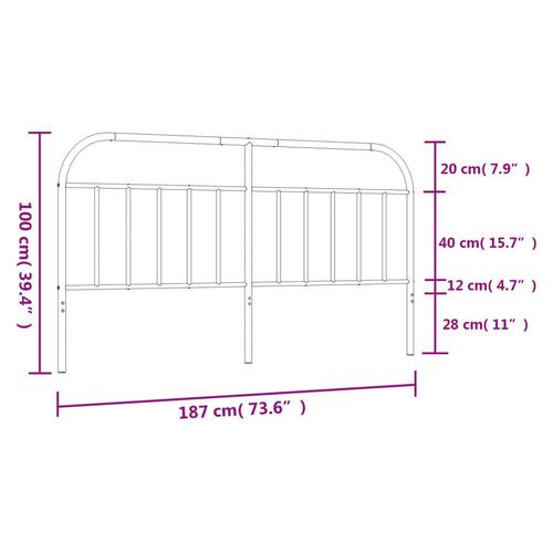 Sengegavl 180 cm metal sort